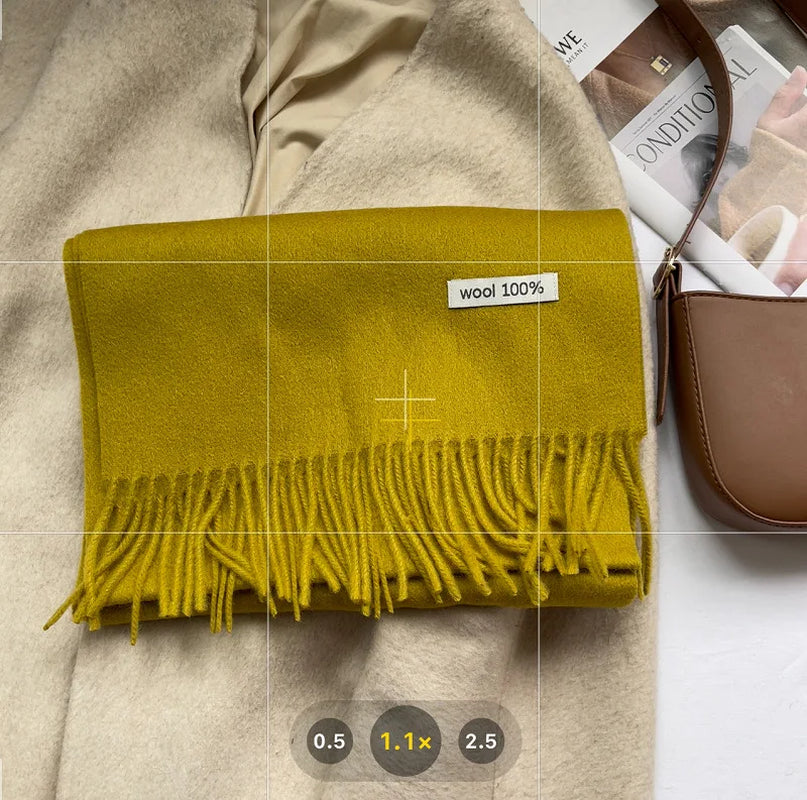 Quality Cashmere~ 100% Wool Solid Color Scarf Women Man Winter Warm Neck Scarves with Tassel Shawl Luxury Cashmere Scarf Wrap