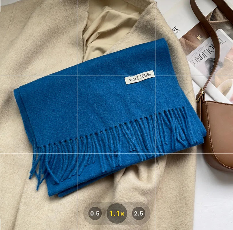 Quality Cashmere~ 100% Wool Solid Color Scarf Women Man Winter Warm Neck Scarves with Tassel Shawl Luxury Cashmere Scarf Wrap