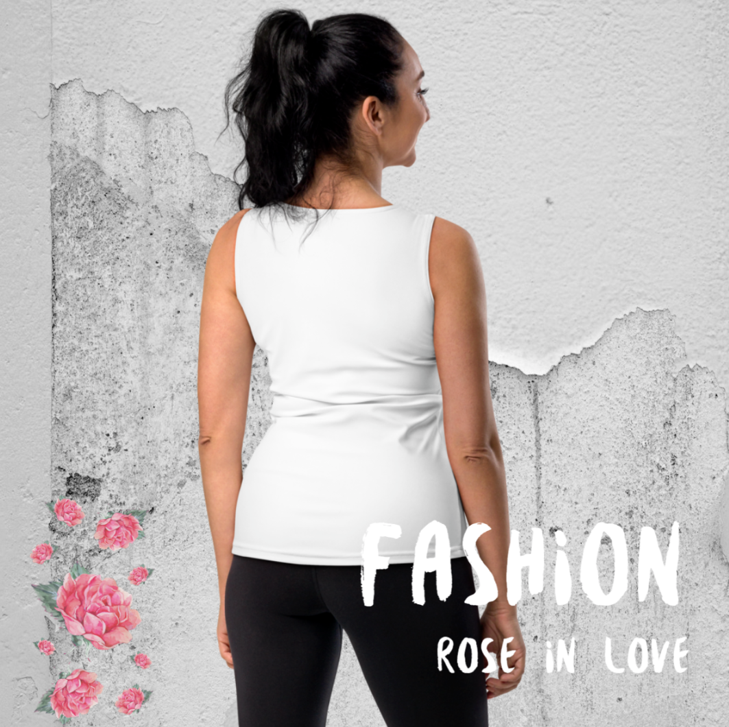 FIGURBETONTES, DESIGNER YOGA UND FITNESS TANK TOP –SUPER ELASTISCH, EXCLUSIVE FUNKTIONALITÄT UND BEQUEMLICHKEIT. DAS NATURMÄDEL® DESIGN ROSE IN LOVE, BE HAPPY BE YOU SORGEN FÜR LEBENSFREUDE PUR - www.naturmaedel.shop