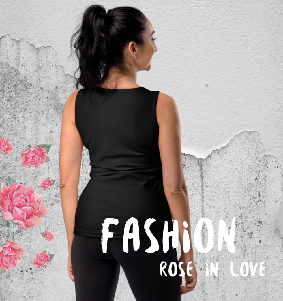 SUPER STRETCH, FIGURBETONTES, DESIGNER YOGA UND FITNESS TANK TOP. EXCLUSIVE FUNKTIONALITÄT UND BEQUEMLICHKEIT. DAS NATURMÄDEL® DESIGN ROSE IN LOVE, BE HAPPY BE YOU SORGEN FÜR LEBENSFREUDE PUR- www.naturmaedel.shop