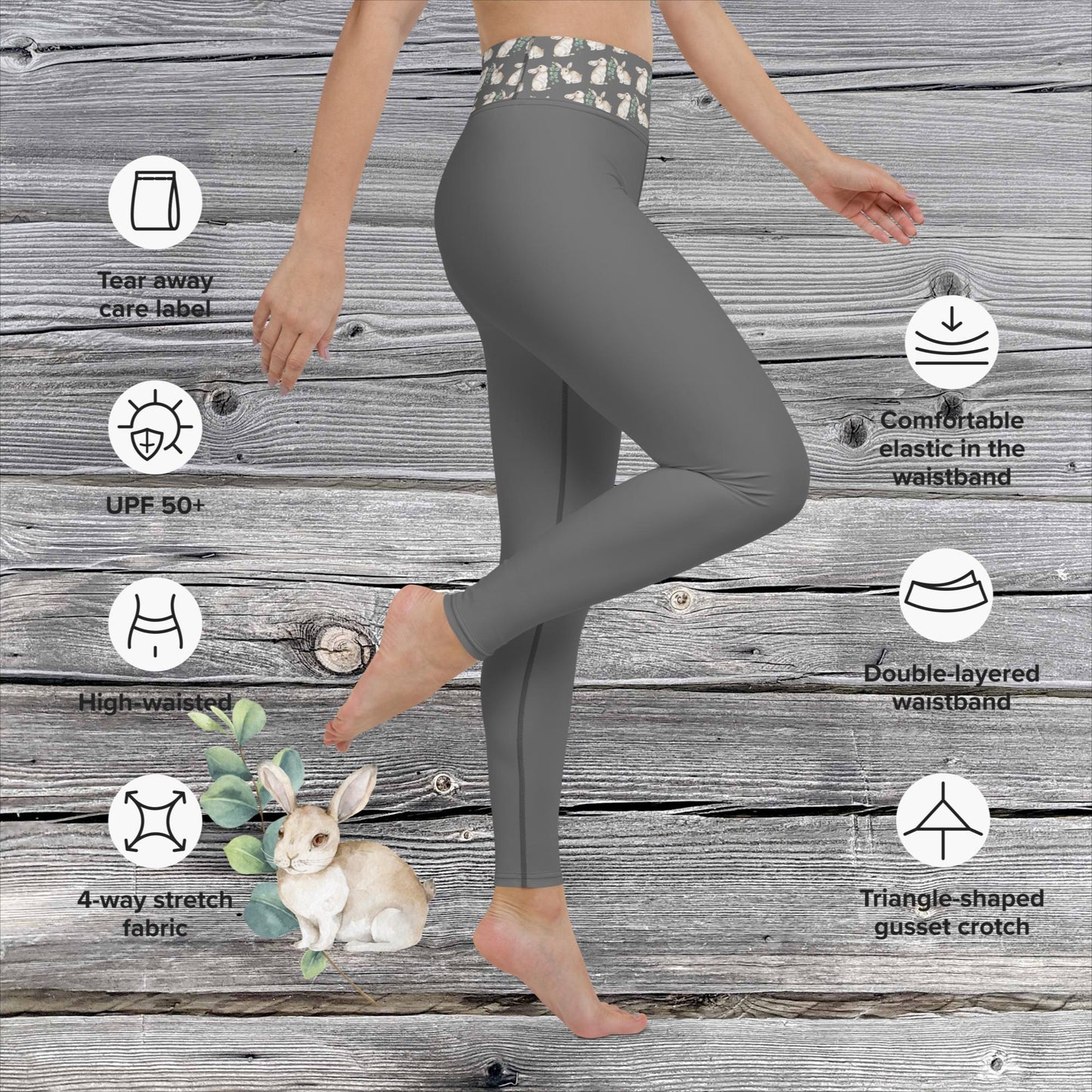 EXCLUSIVE MICROFASER, SUPER ELASTISCHE YOGA- U. FITNESS-LEGGING MIT NATURMÄDEL® TIERLIEBE AQUARELL DESIGN, www.naturmaedel.shop