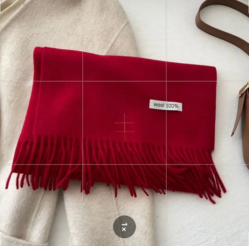 Quality Cashmere~ 100% Wool Solid Color Scarf Women Man Winter Warm Neck Scarves with Tassel Shawl Luxury Cashmere Scarf Wrap