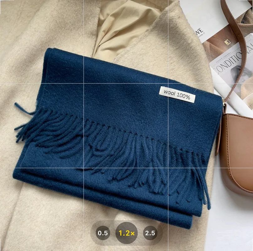 Quality Cashmere~ 100% Wool Solid Color Scarf Women Man Winter Warm Neck Scarves with Tassel Shawl Luxury Cashmere Scarf Wrap