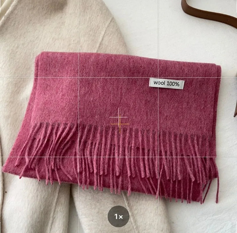 Quality Cashmere~ 100% Wool Solid Color Scarf Women Man Winter Warm Neck Scarves with Tassel Shawl Luxury Cashmere Scarf Wrap