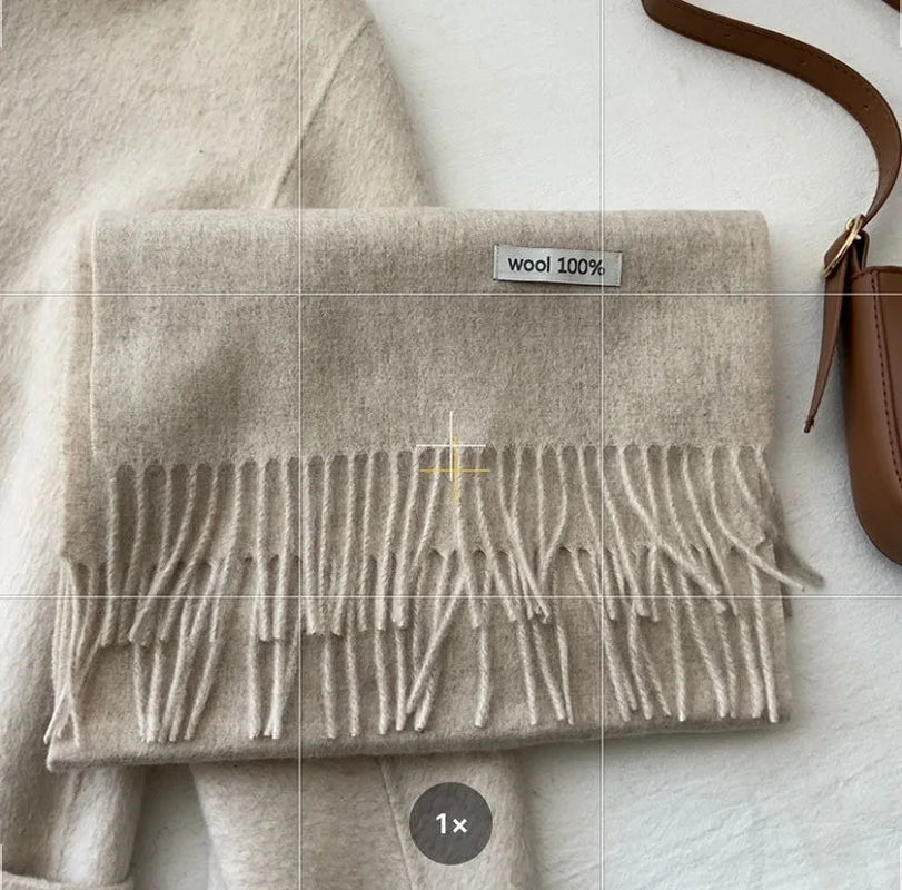 Quality Cashmere~ 100% Wool Solid Color Scarf Women Man Winter Warm Neck Scarves with Tassel Shawl Luxury Cashmere Scarf Wrap