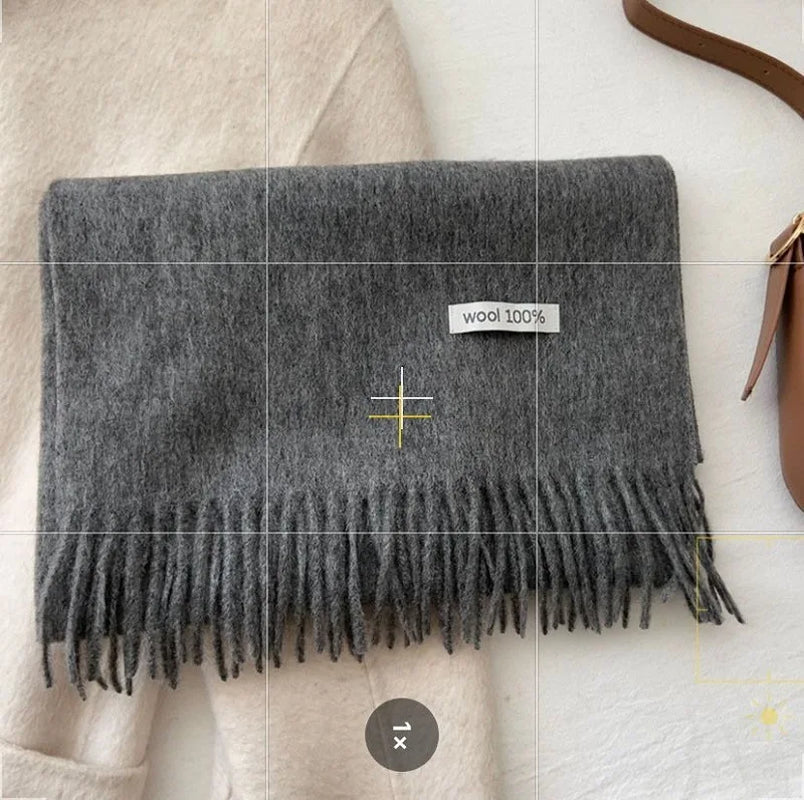 Quality Cashmere~ 100% Wool Solid Color Scarf Women Man Winter Warm Neck Scarves with Tassel Shawl Luxury Cashmere Scarf Wrap