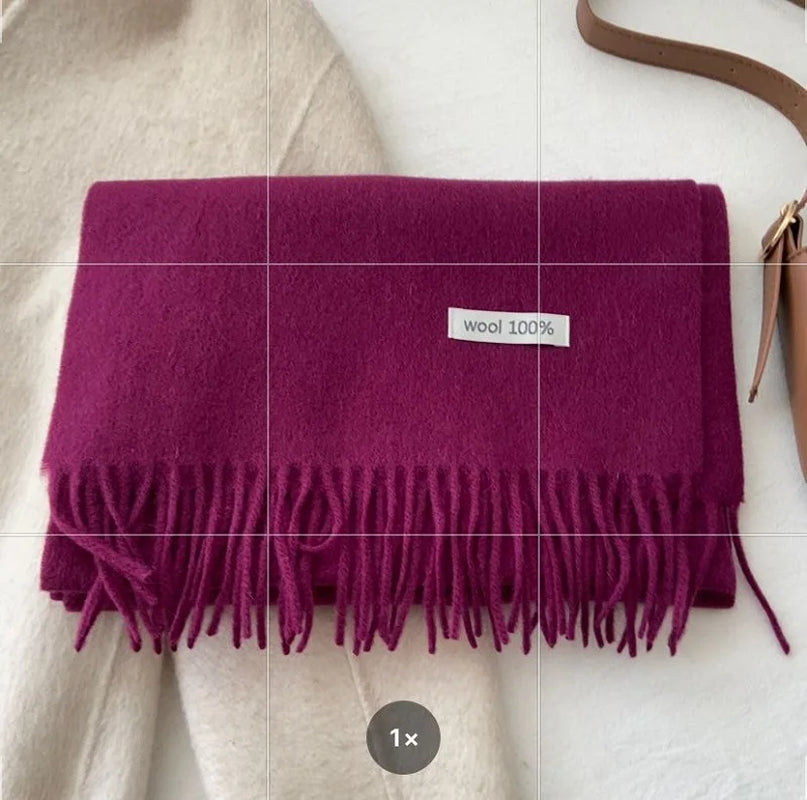 Quality Cashmere~ 100% Wool Solid Color Scarf Women Man Winter Warm Neck Scarves with Tassel Shawl Luxury Cashmere Scarf Wrap