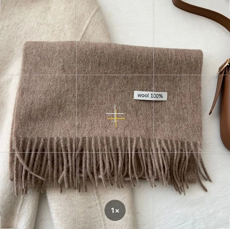 Quality Cashmere~ 100% Wool Solid Color Scarf Women Man Winter Warm Neck Scarves with Tassel Shawl Luxury Cashmere Scarf Wrap