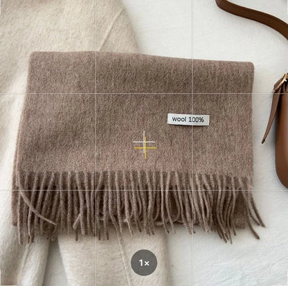 Quality Cashmere~ 100% Wool Solid Color Scarf Women Man Winter Warm Neck Scarves with Tassel Shawl Luxury Cashmere Scarf Wrap