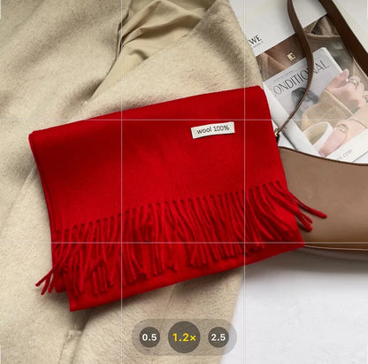 Quality Cashmere~ 100% Wool Solid Color Scarf Women Man Winter Warm Neck Scarves with Tassel Shawl Luxury Cashmere Scarf Wrap