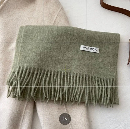 Quality Cashmere~ 100% Wool Solid Color Scarf Women Man Winter Warm Neck Scarves with Tassel Shawl Luxury Cashmere Scarf Wrap