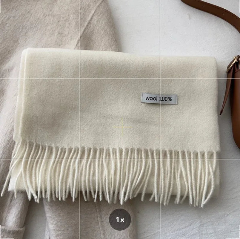 Quality Cashmere~ 100% Wool Solid Color Scarf Women Man Winter Warm Neck Scarves with Tassel Shawl Luxury Cashmere Scarf Wrap