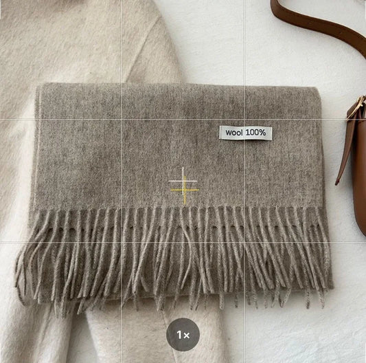 Quality Cashmere~ 100% Wool Solid Color Scarf Women Man Winter Warm Neck Scarves with Tassel Shawl Luxury Cashmere Scarf Wrap