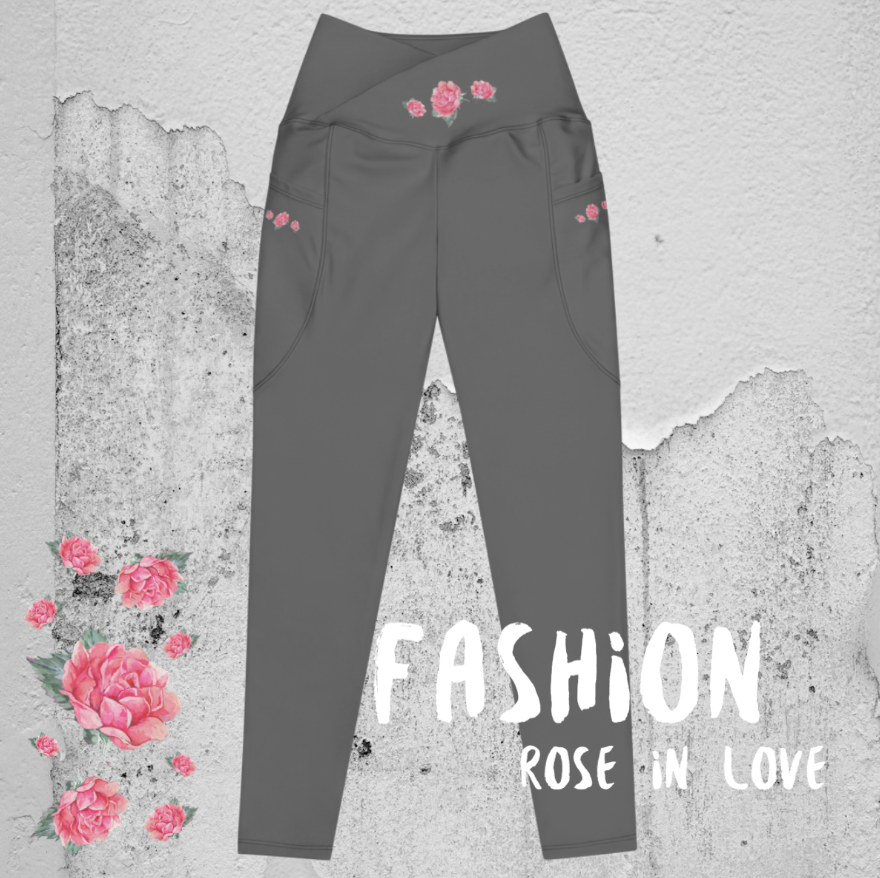 WUNDERSCHÖNE, FIGURBETONTE, V-BUND CROSSOVER LEGGINGS. IDEALER BEGLEITER FÜR YOGA-, FITNESS- UND ALLE FREIZEITAKTIVITÄTEN.  VERZIERT MIT UNSEREM EINZIGARTIGEM NATURMÄDEL® ROSE IN LOVE DESINGN - www.naturmaedel.shop 