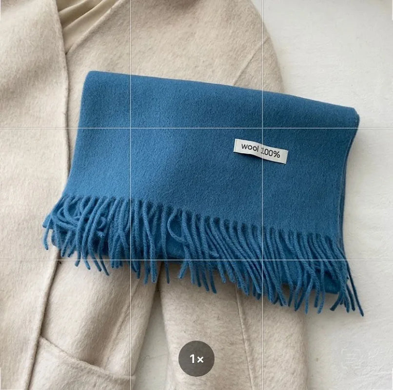 Quality Cashmere~ 100% Wool Solid Color Scarf Women Man Winter Warm Neck Scarves with Tassel Shawl Luxury Cashmere Scarf Wrap