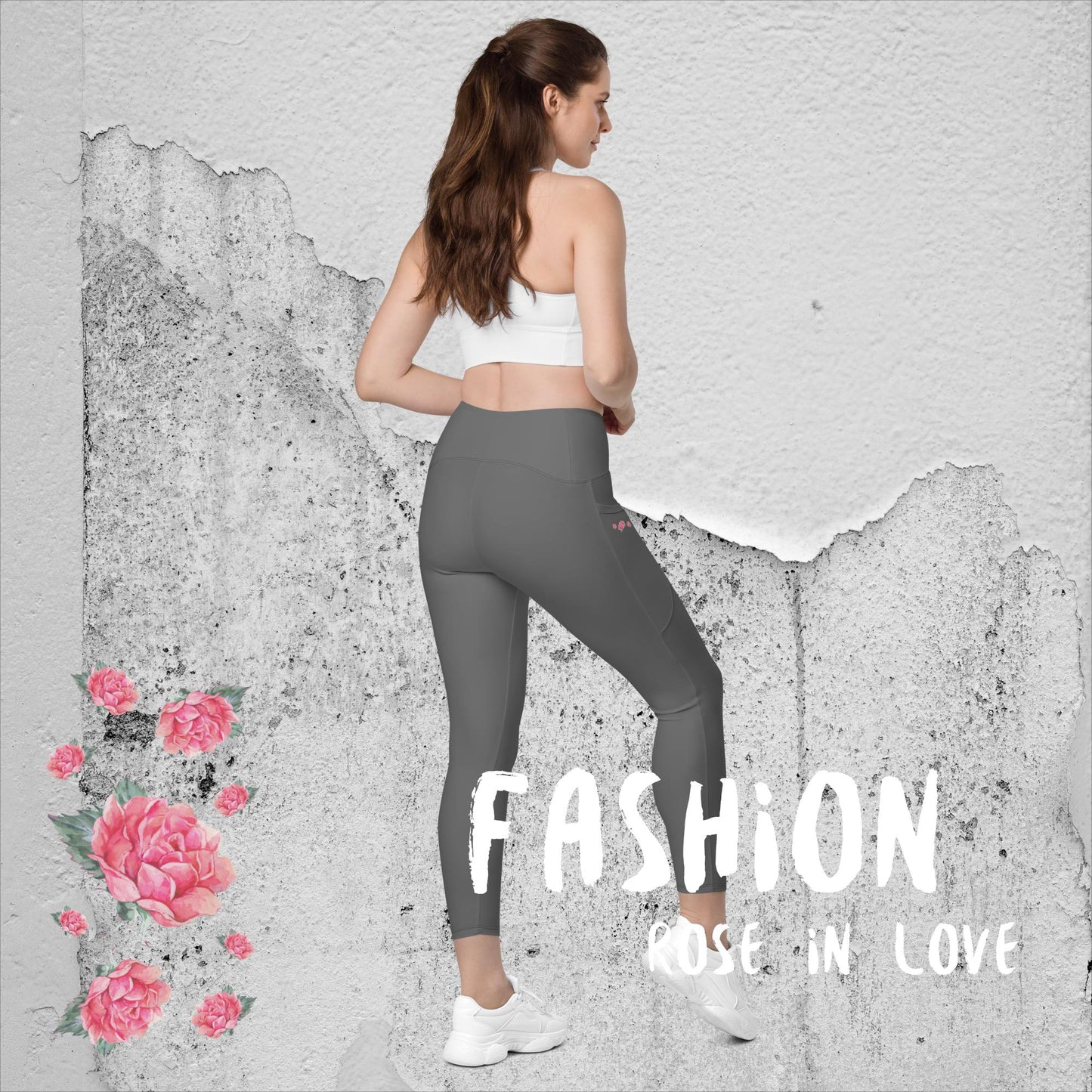 WUNDERSCHÖNE, FIGURBETONTE, V-BUND CROSSOVER LEGGINGS. IDEALER BEGLEITER FÜR YOGA-, FITNESS- UND ALLE FREIZEITAKTIVITÄTEN.  VERZIERT MIT UNSEREM EINZIGARTIGEM NATURMÄDEL® ROSE IN LOVE DESINGN - www.naturmaedel.shop 