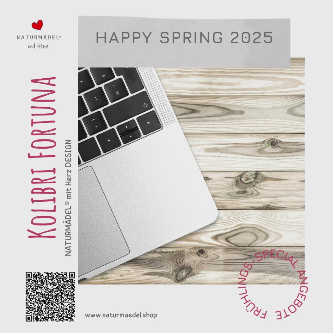 NATURMÄDEL® - HAPPY SPRING - LAPTOP SLEEVE - FOLLOW YOUR DREAMS - NATURMÄDEL® DESIGNS KOLIBRI FORTUNA - 2- www.naturmaedel.shop - .mp4.